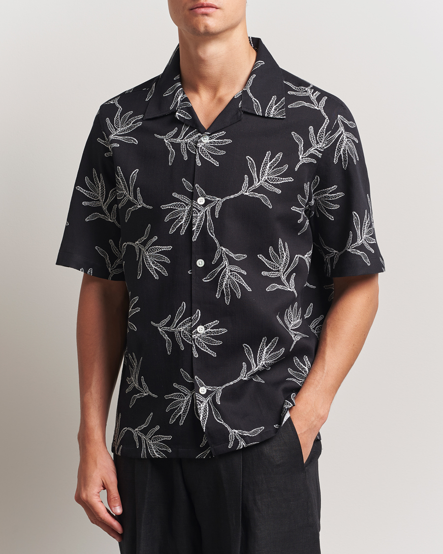 Herre | Skjorter | NN07 | Ole Printed Cotton/Lyocell Resort Shirt Black