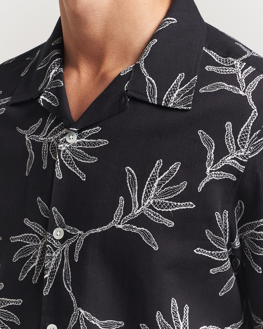 Herre | Skjorter | NN07 | Ole Printed Cotton/Lyocell Resort Shirt Black