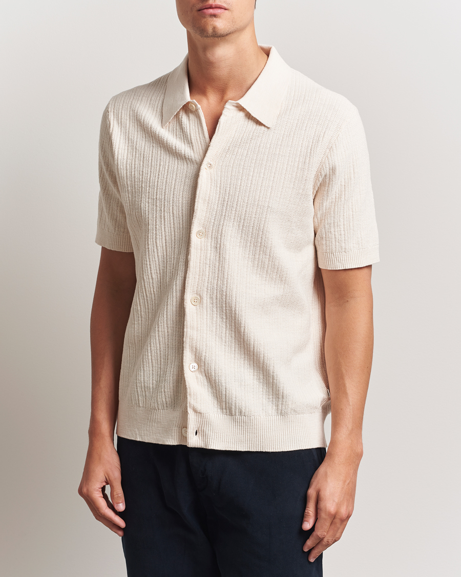 Herre | Skjorter | NN07 | Nolan Knitted Short Sleeve Shirt Ecru