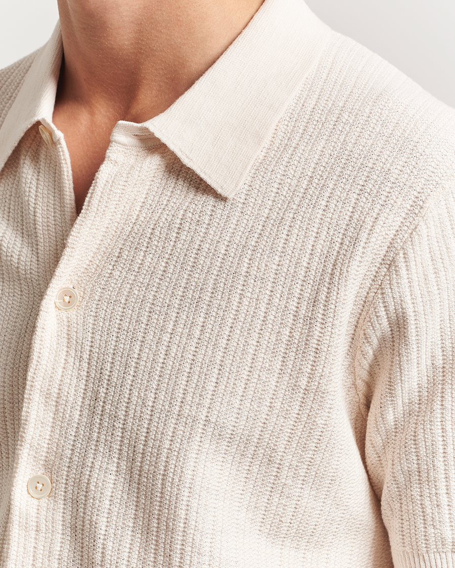 Herre | Skjorter | NN07 | Nolan Knitted Short Sleeve Shirt Ecru