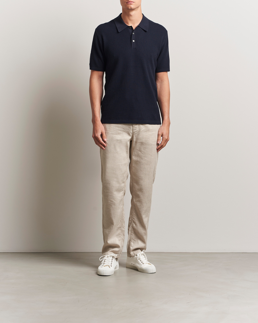 Herre | Polotrøjer | Tiger of Sweden | Reid Structured Knitted Polo Bruised Blue