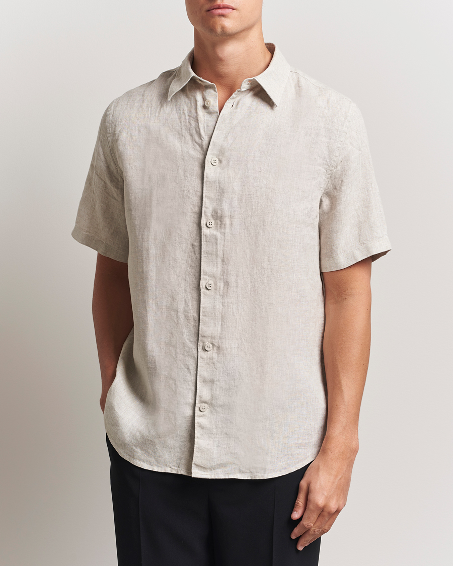 Herre | Skjorter | NN07 | Enzo Linen Short Sleeve Shirt Oat