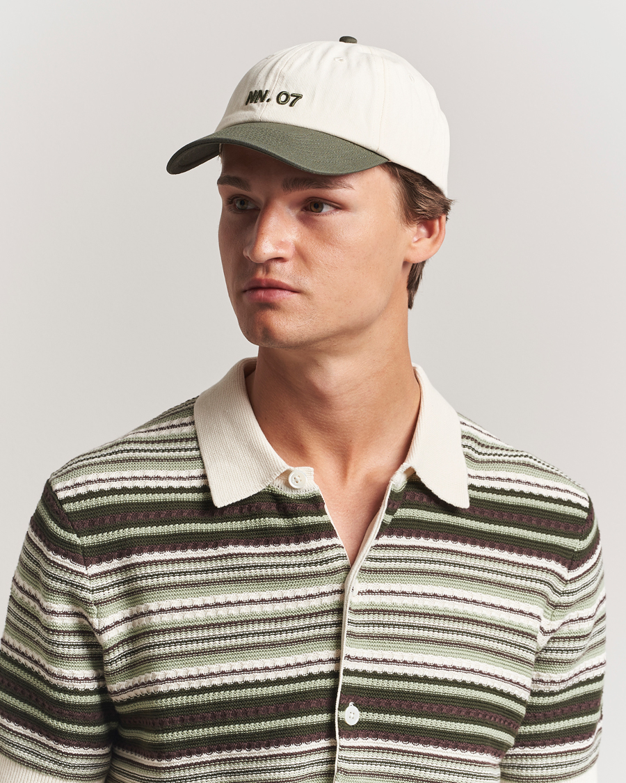 Herre | NN07 Logo Cap Croc Green/Off White | NN07 | Logo Cap Croc Green/Off White