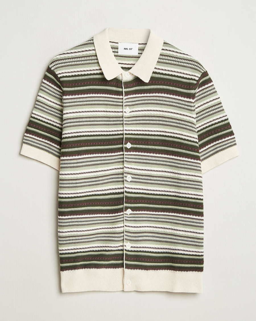 Herre | Skjorter | NN07 | Nolan Knitted Striped Short Sleeve Shirt Multi