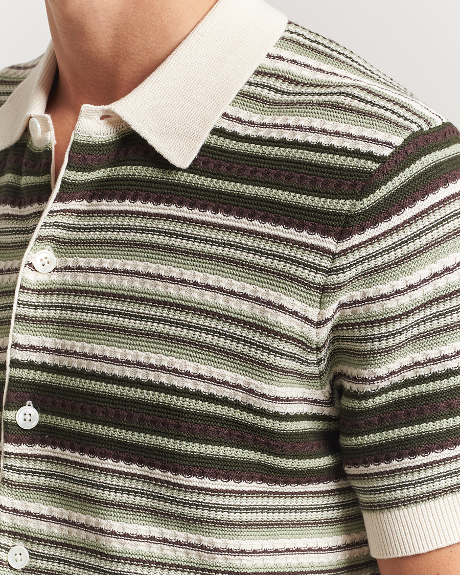 Herre | Skjorter | NN07 | Nolan Knitted Striped Short Sleeve Shirt Multi