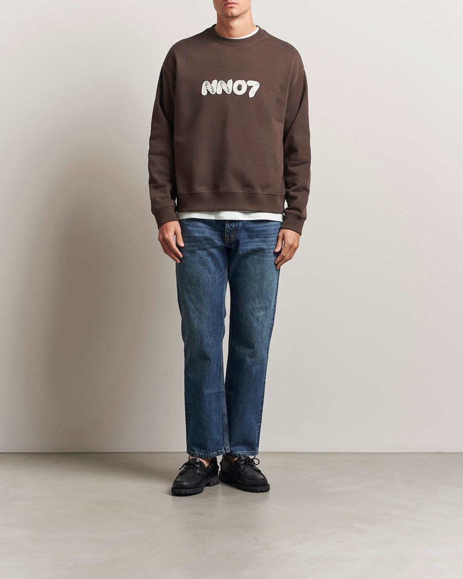 Herre | Trøjer | NN07 | David Rope Logo Crew Neck Sweatshirt Coffee