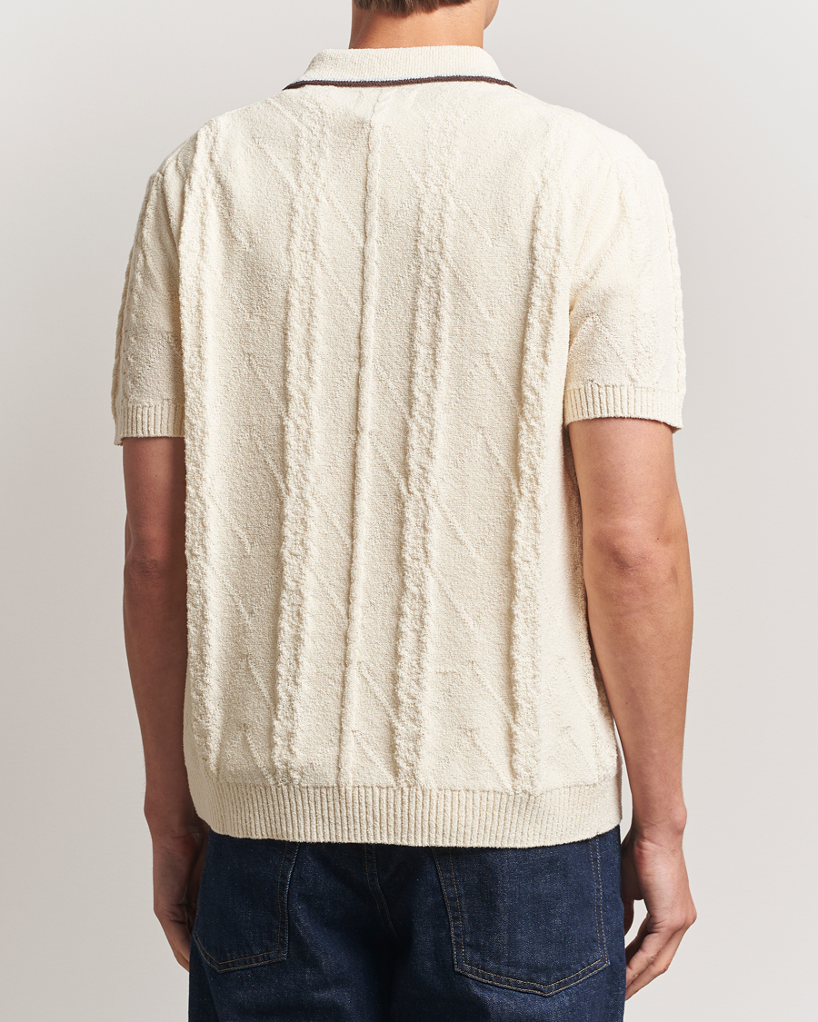 Herre | Polotrøjer | NN07 | Gustav Bouclé Half Zip Polo Ivory