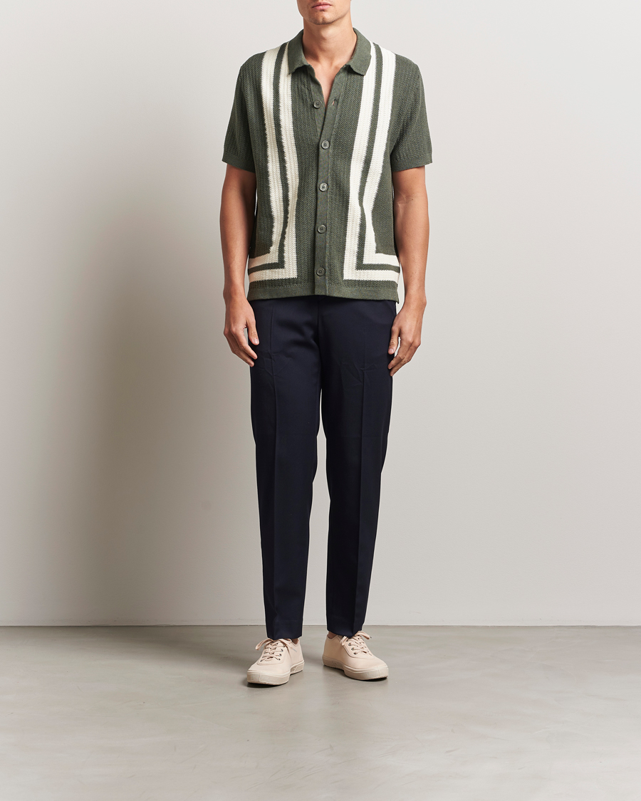 Herre | Skjorter | NN07 | Ares Knitted Short Sleeve Shirt Croc Green