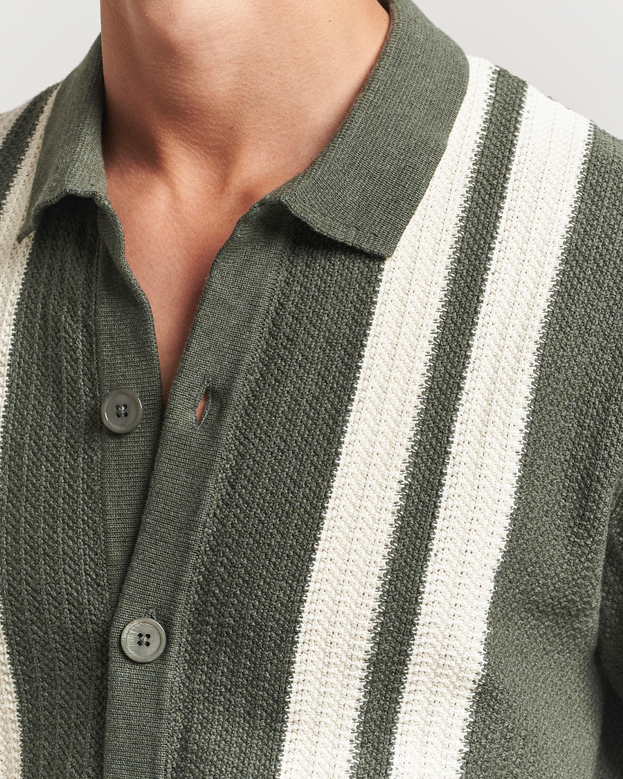 Herre | Skjorter | NN07 | Ares Knitted Short Sleeve Shirt Croc Green