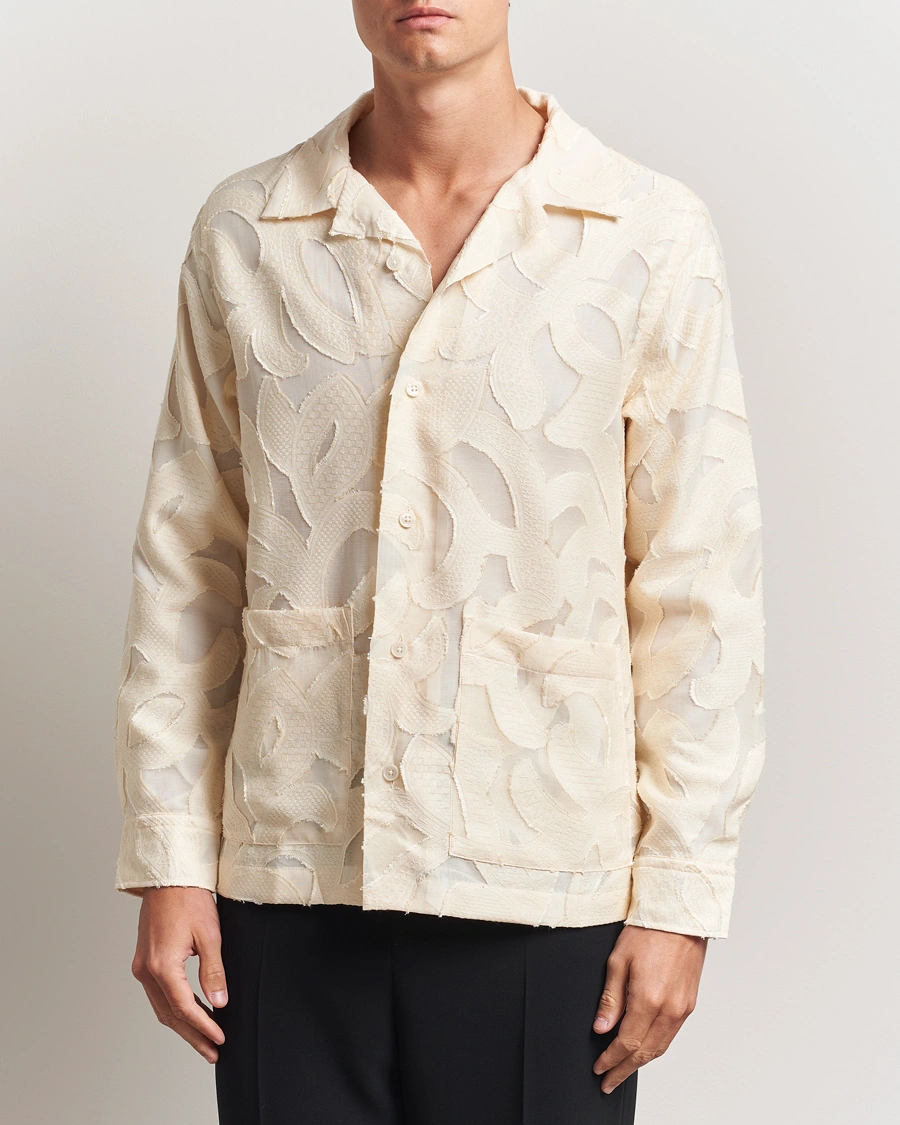 Herre | Skjorter | NN07 | Hank Fil-Coupé Jacquard Overshirt Off White