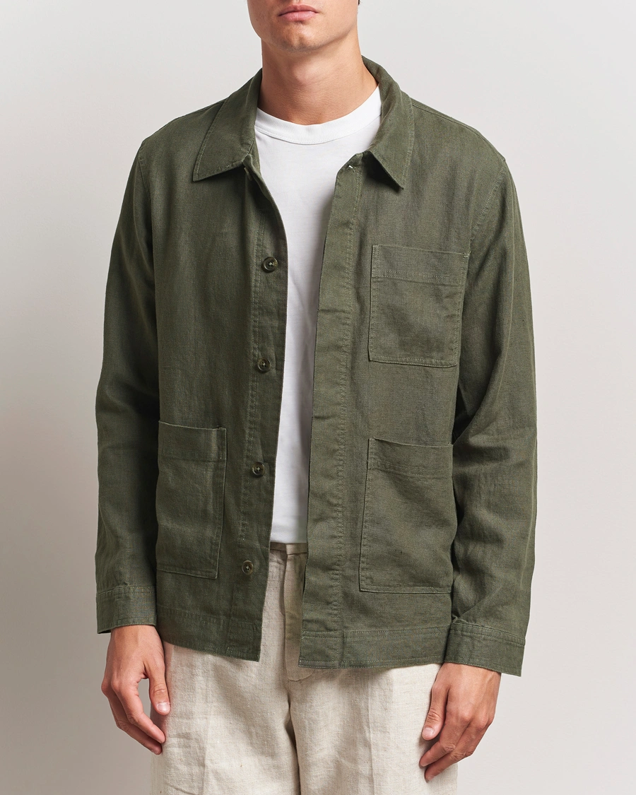 Herre | Skjorter | NN07 | Olav Linen Overshirt Croc Green
