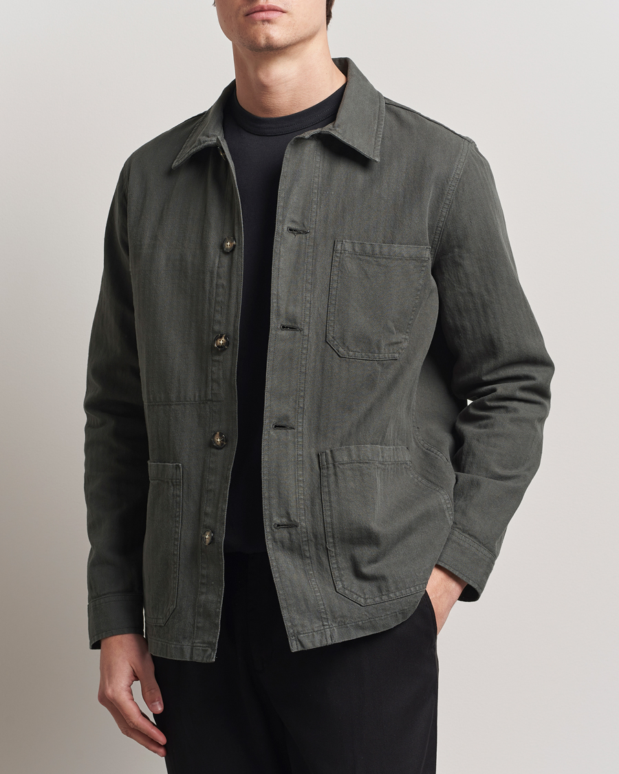 Herre | Jakker | A Day's March | Herringbone Overshirt Olive