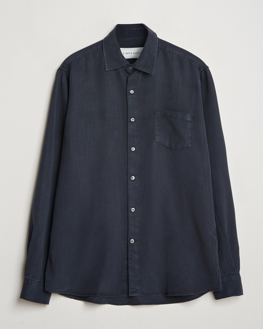 Herre | Skjorter | A Day's March | Daintree Lyocell Shirt Navy