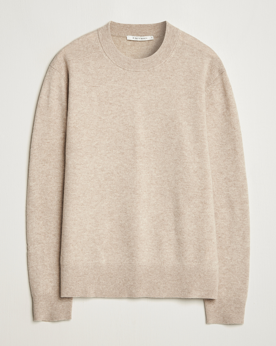 Herre | Trøjer | A Day's March | Marlow Cashmere Blend Sweater Sand