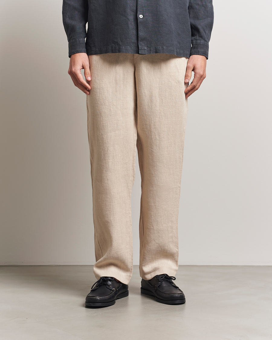 Herre | Bukser | A Day's March | Tamiat Drawstring Linen Trousers Oyster