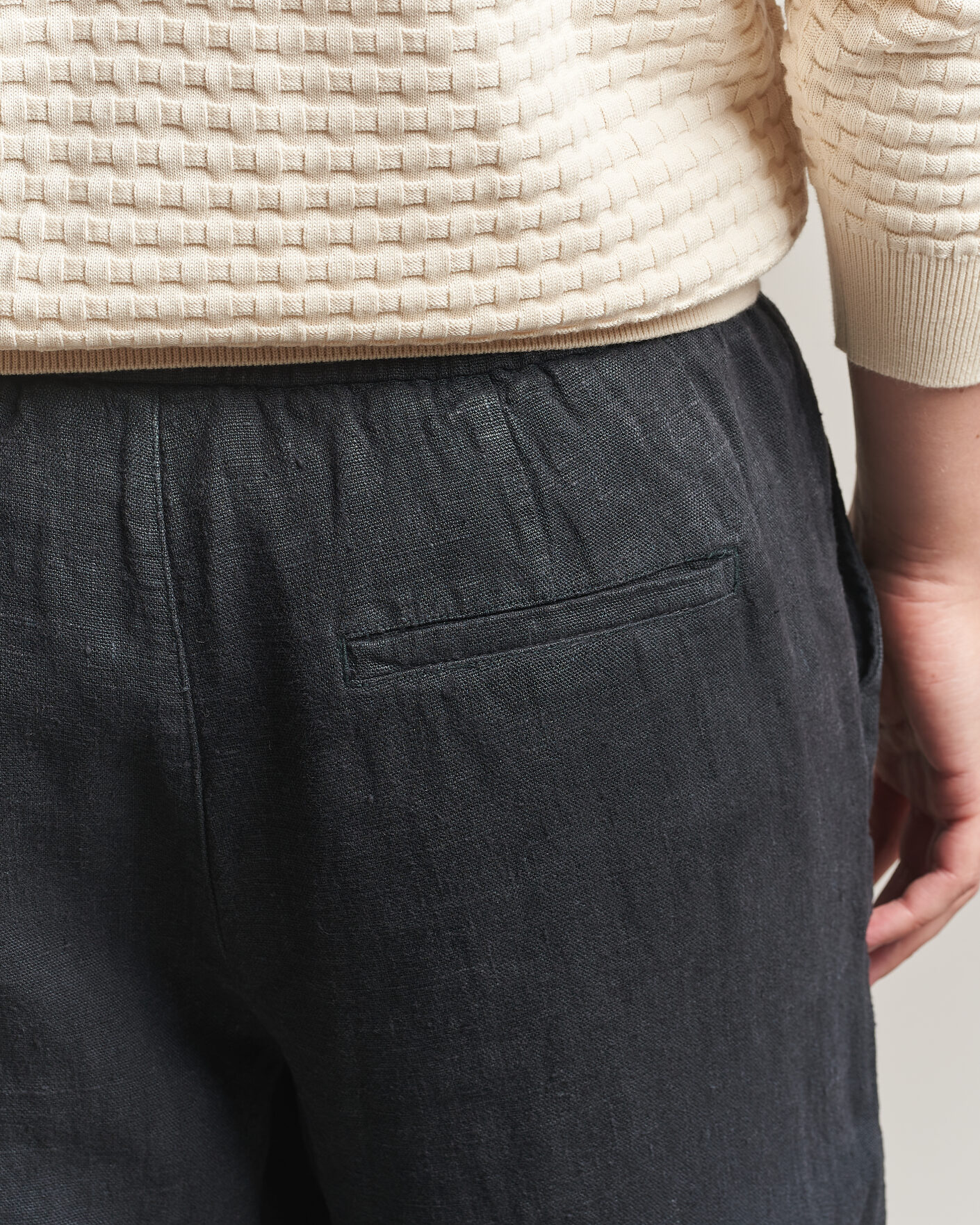 Herre | Bukser | A Day's March | Tamiat Linen Drawstring Trousers Black