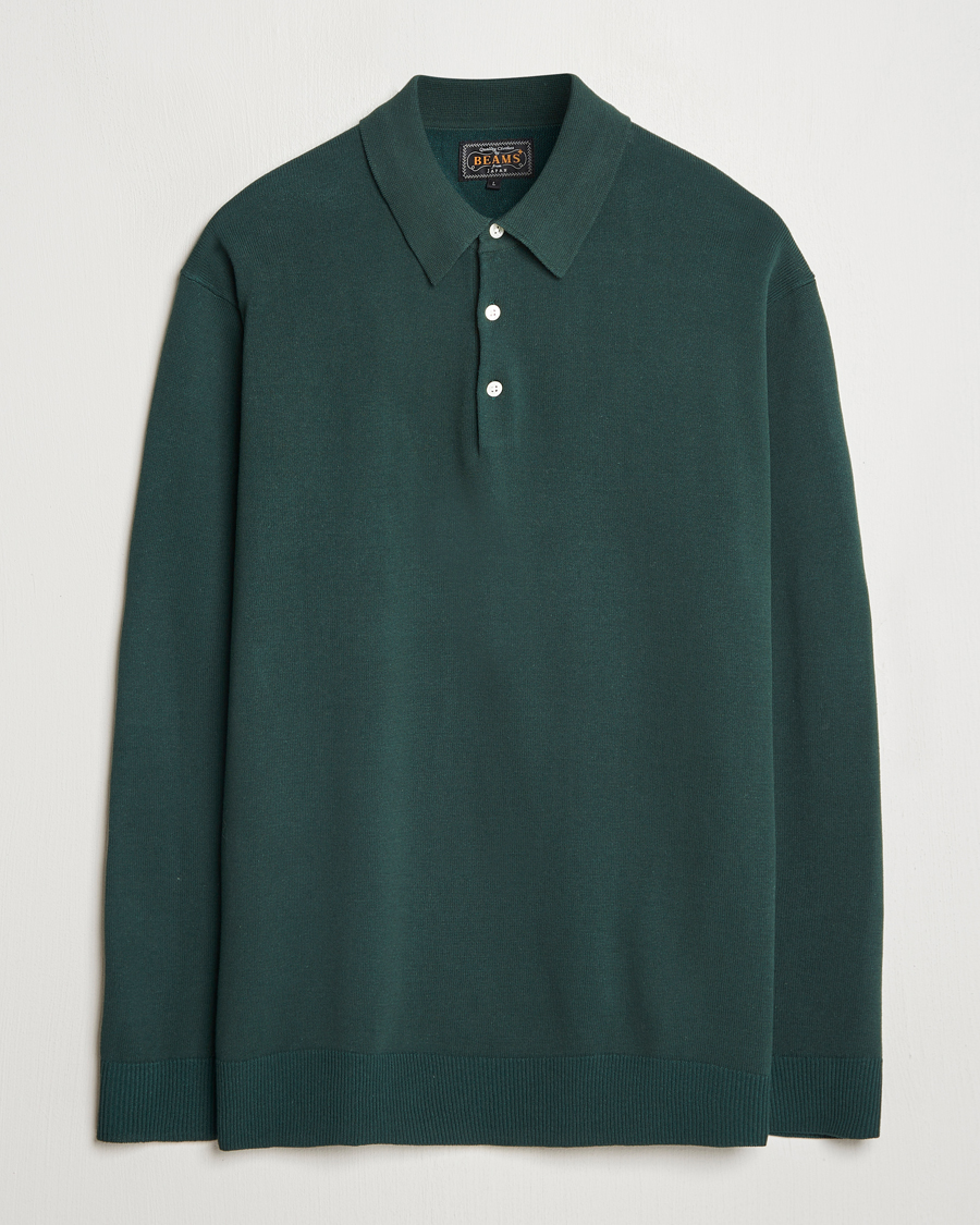 Herre | Trøjer | BEAMS PLUS | Long Sleeve 12G Knit Polo Forest Green