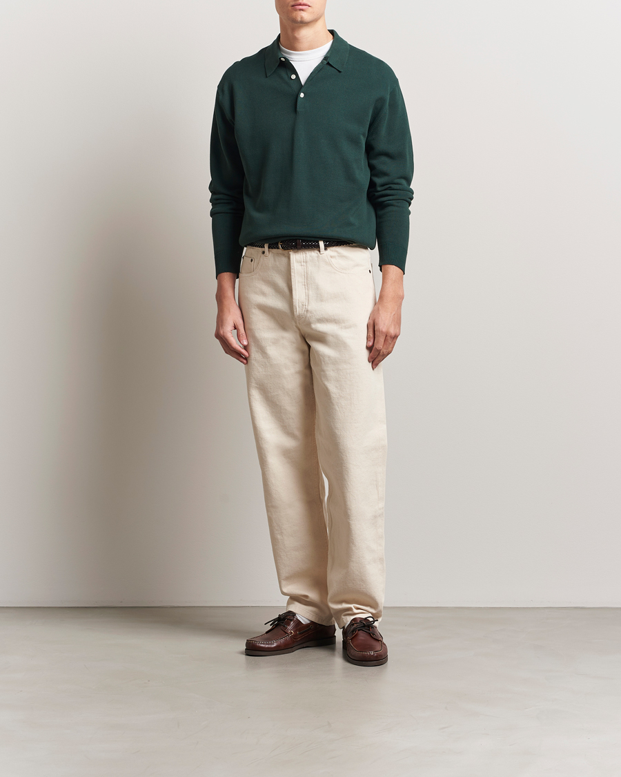 Herre | Trøjer | BEAMS PLUS | Long Sleeve 12G Knit Polo Forest Green