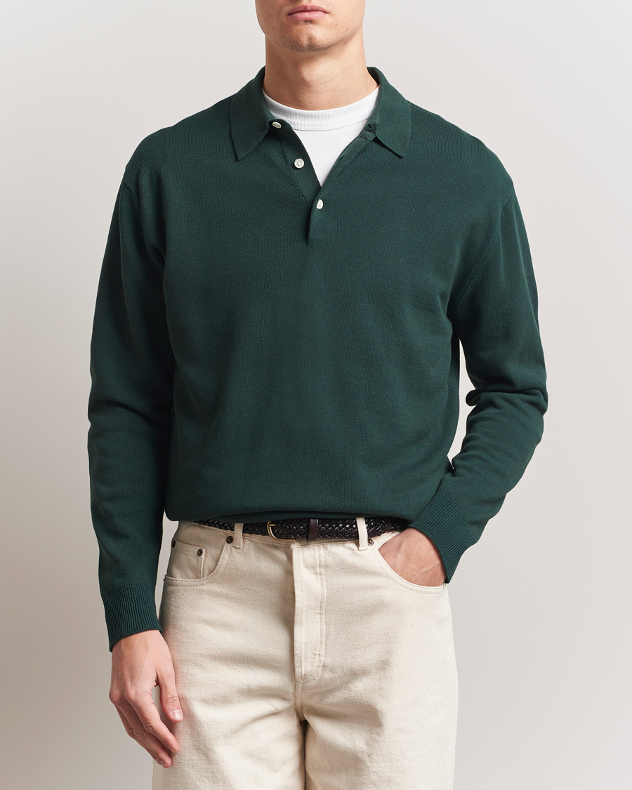 Herre | Trøjer | BEAMS PLUS | Long Sleeve 12G Knit Polo Forest Green