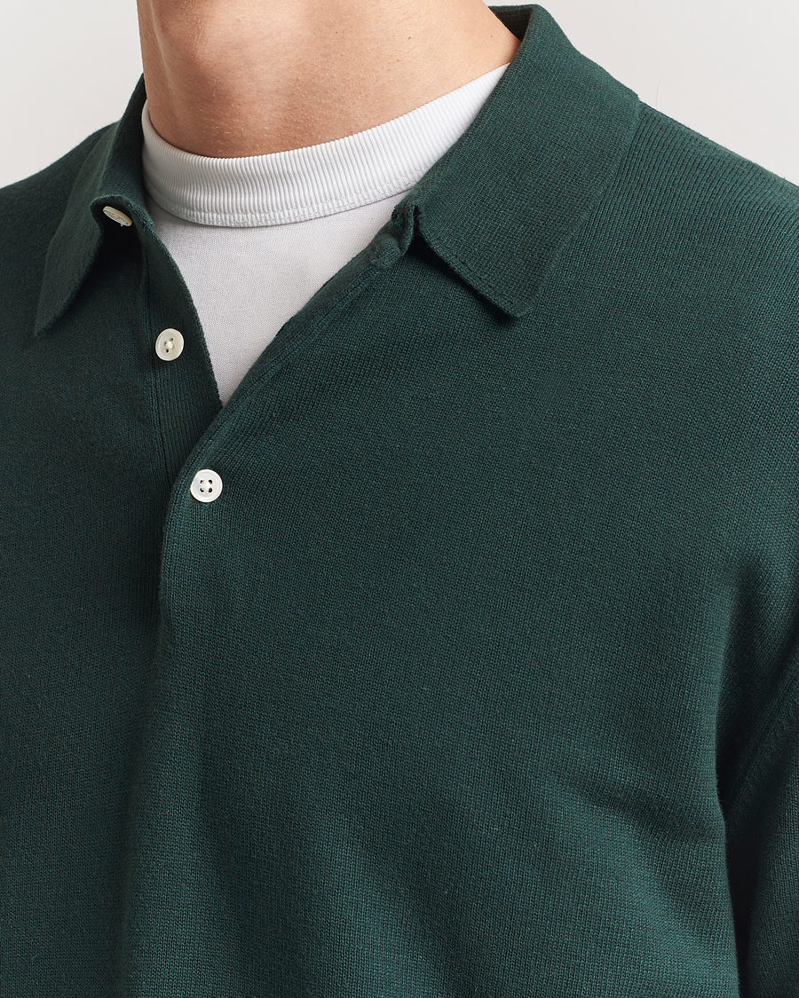 Herre | Trøjer | BEAMS PLUS | Long Sleeve 12G Knit Polo Forest Green