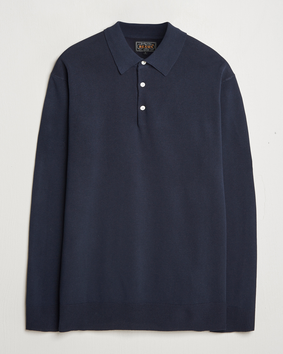 Herre | Trøjer | BEAMS PLUS | Long Sleeve 12G Knit Polo Navy