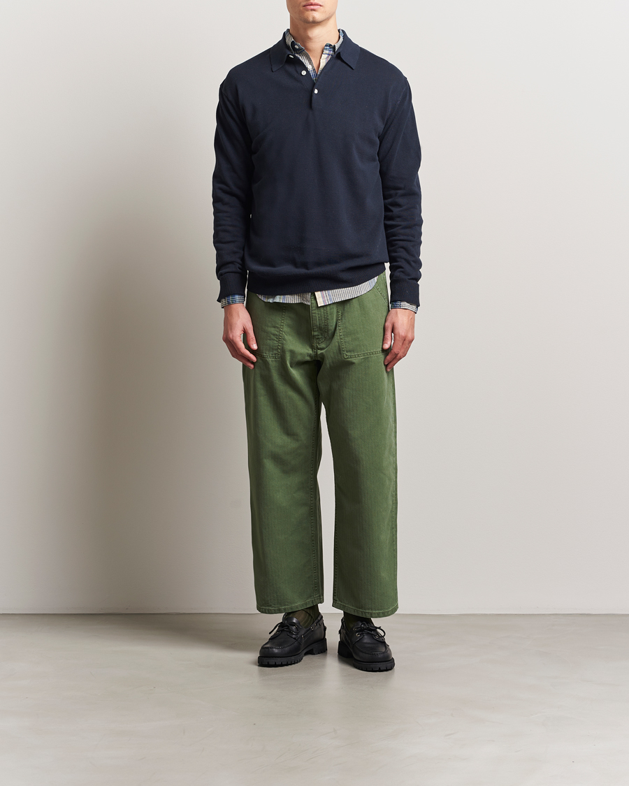 Herre | Trøjer | BEAMS PLUS | Long Sleeve 12G Knit Polo Navy