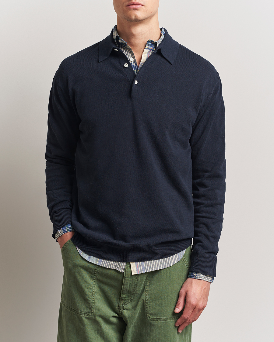 Herre | Trøjer | BEAMS PLUS | Long Sleeve 12G Knit Polo Navy