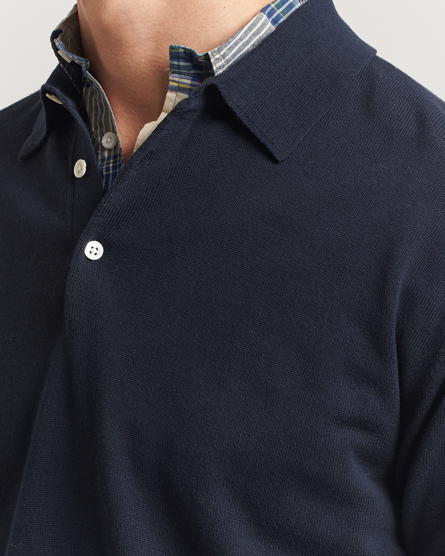 Herre | Trøjer | BEAMS PLUS | Long Sleeve 12G Knit Polo Navy