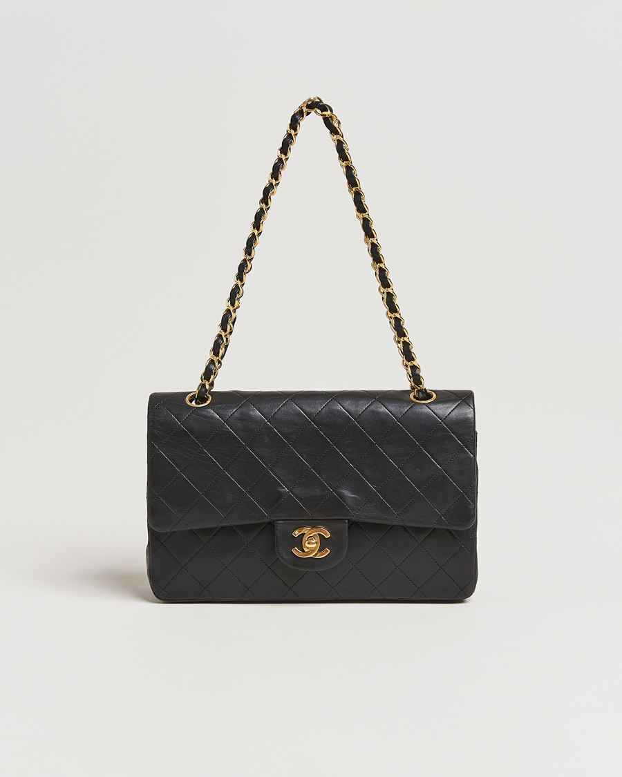 Herre | Chanel Pre-Owned Classic Medium Double Flap Bag Lambskin Black | Chanel Pre-Owned | Classic Medium Double Flap Bag Lambskin Black