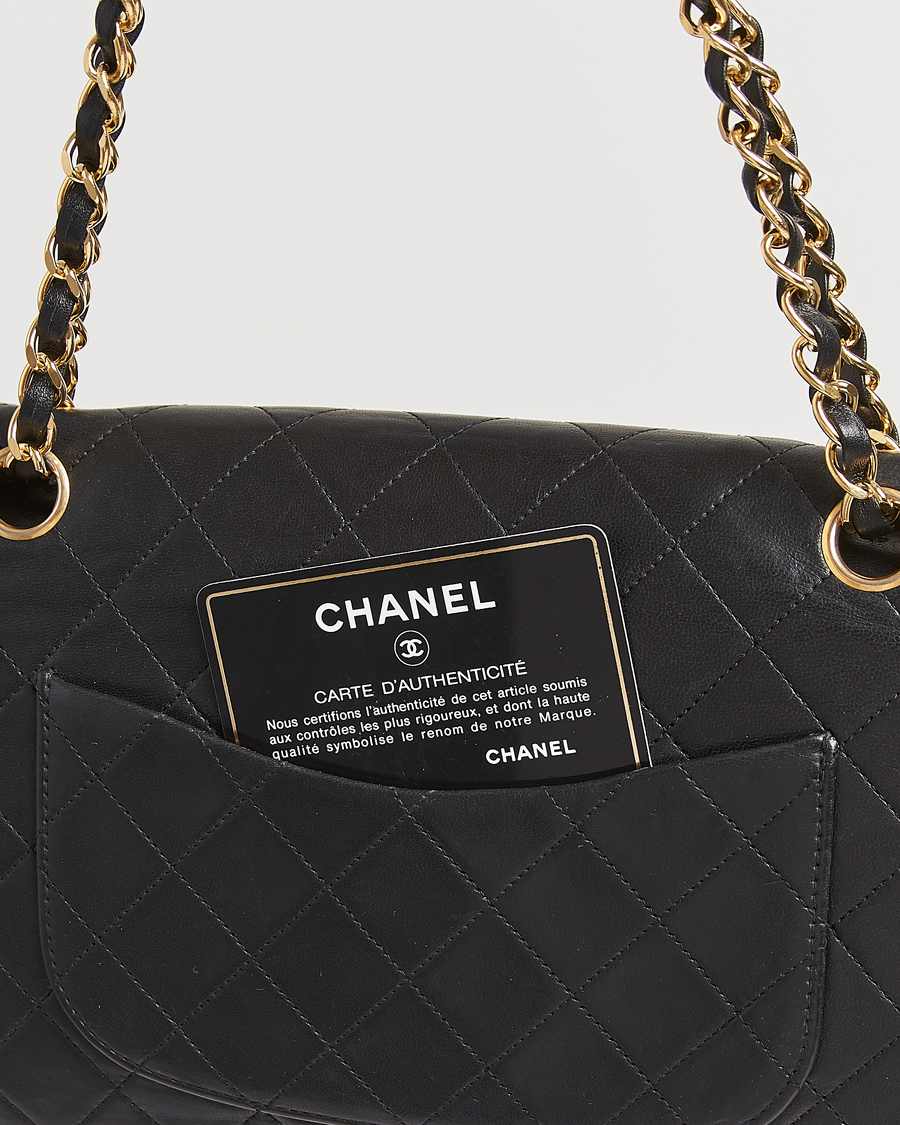 Herre | Chanel Pre-Owned Classic Medium Double Flap Bag Lambskin Black | Chanel Pre-Owned | Classic Medium Double Flap Bag Lambskin Black