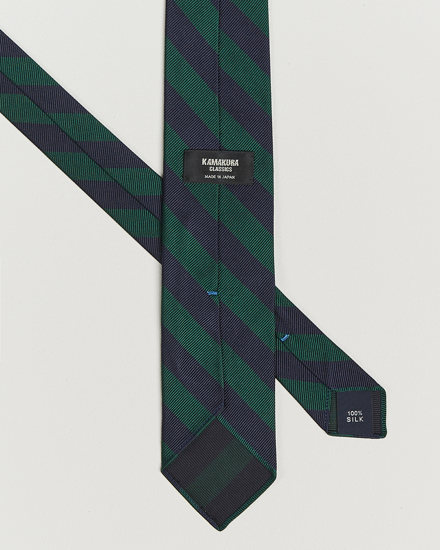 Herre | Slips | Kamakura Shirts | Vintage Ivy Regimental Stripe Silk Tie Navy/Green