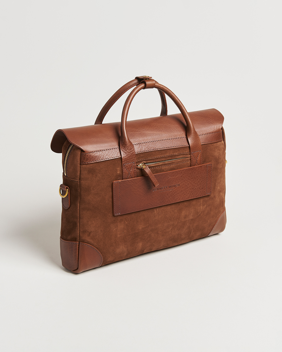 Herre | Tasker | Bennett Winch | Suede Briefcase Brown