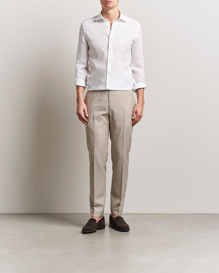 Herre | Skjorter | Stenströms | 1899 Slim Linen Shirt White