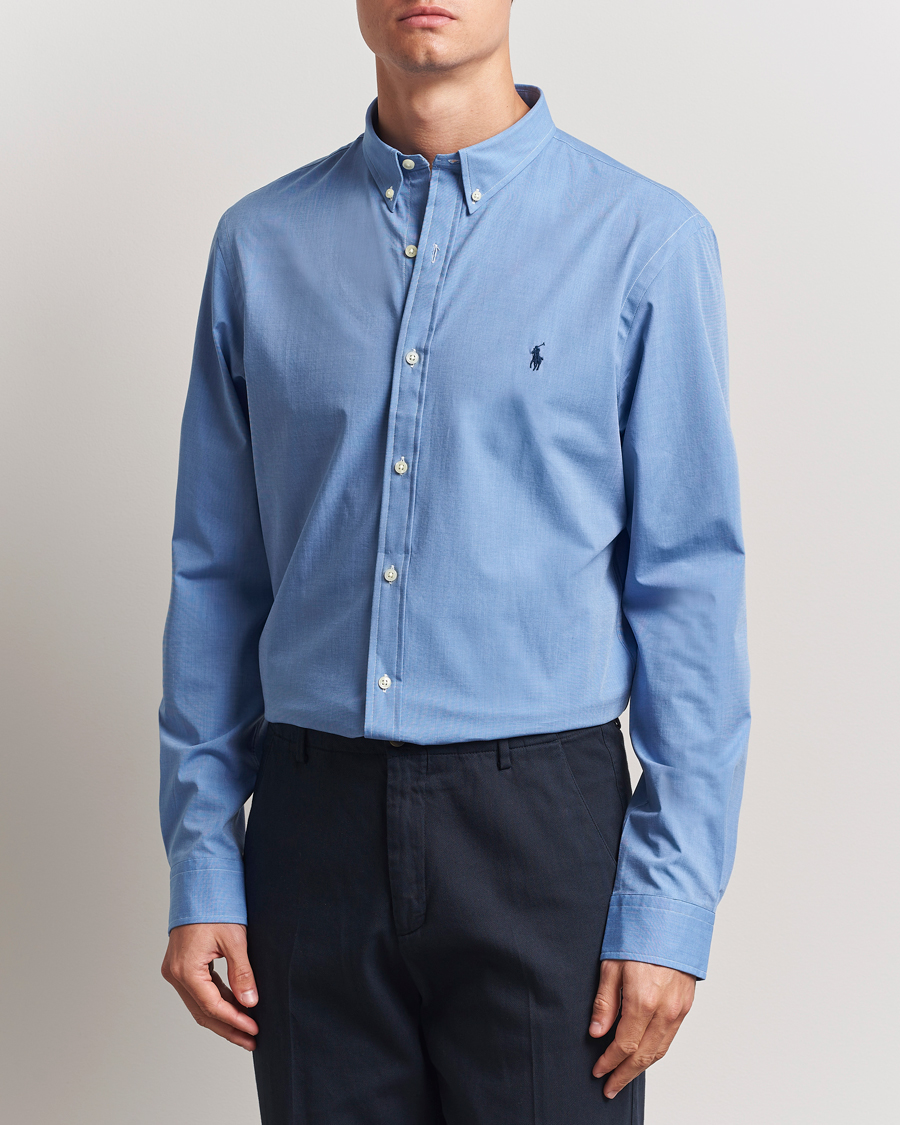 Herre | Skjorter | Polo Ralph Lauren | Slim Fit Poplin Shirt Blue End on End