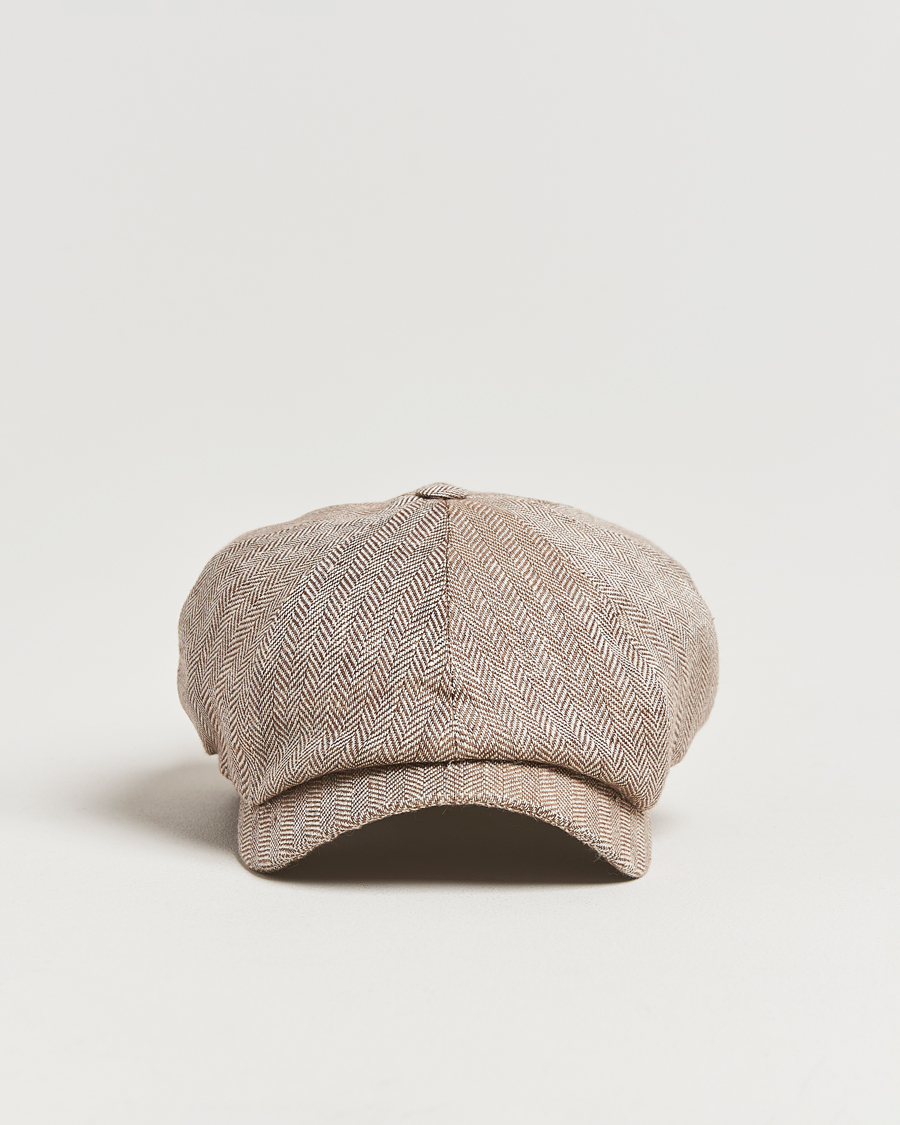 Herre | Hatte & kasketter | Wigéns | Newsboy Classic Linen Herringbone Cap Brown