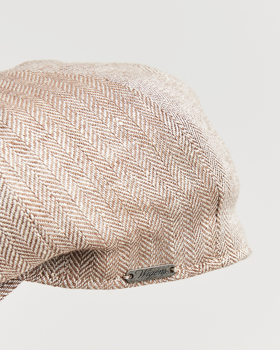 Herre | Hatte & kasketter | Wigéns | Newsboy Classic Linen Herringbone Cap Brown