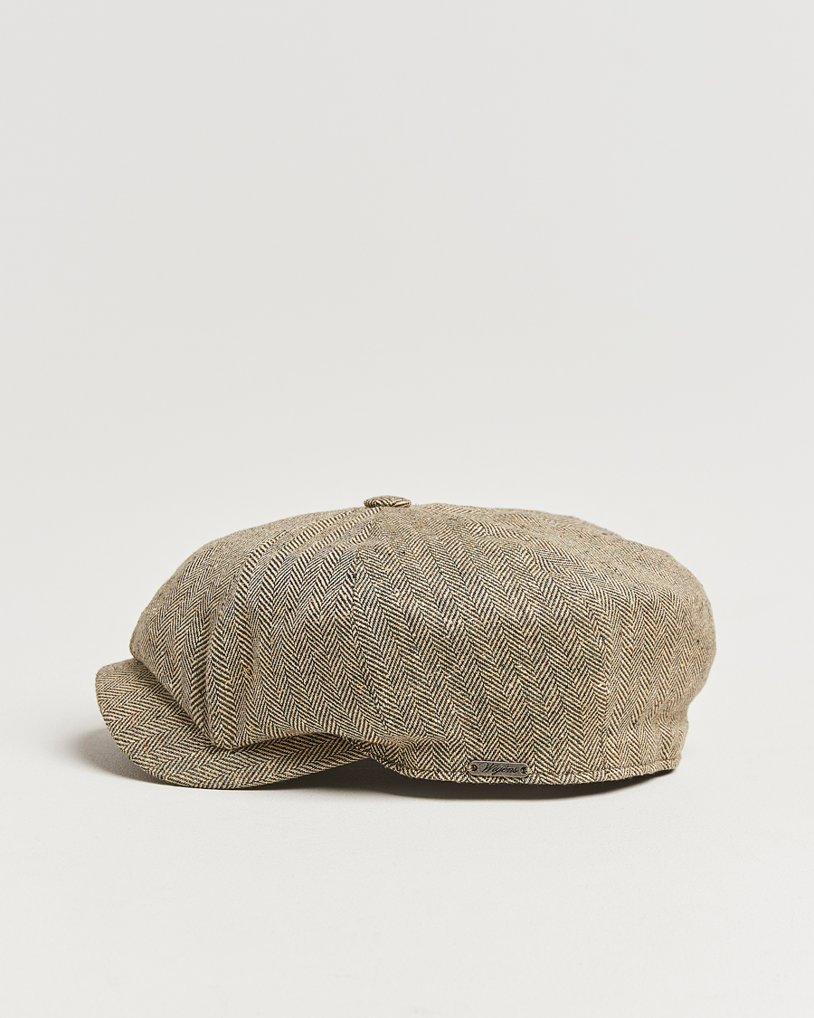 Herre | Hatte & kasketter | Wigéns | Newsboy Retro Herringbone Cap Dark Olive