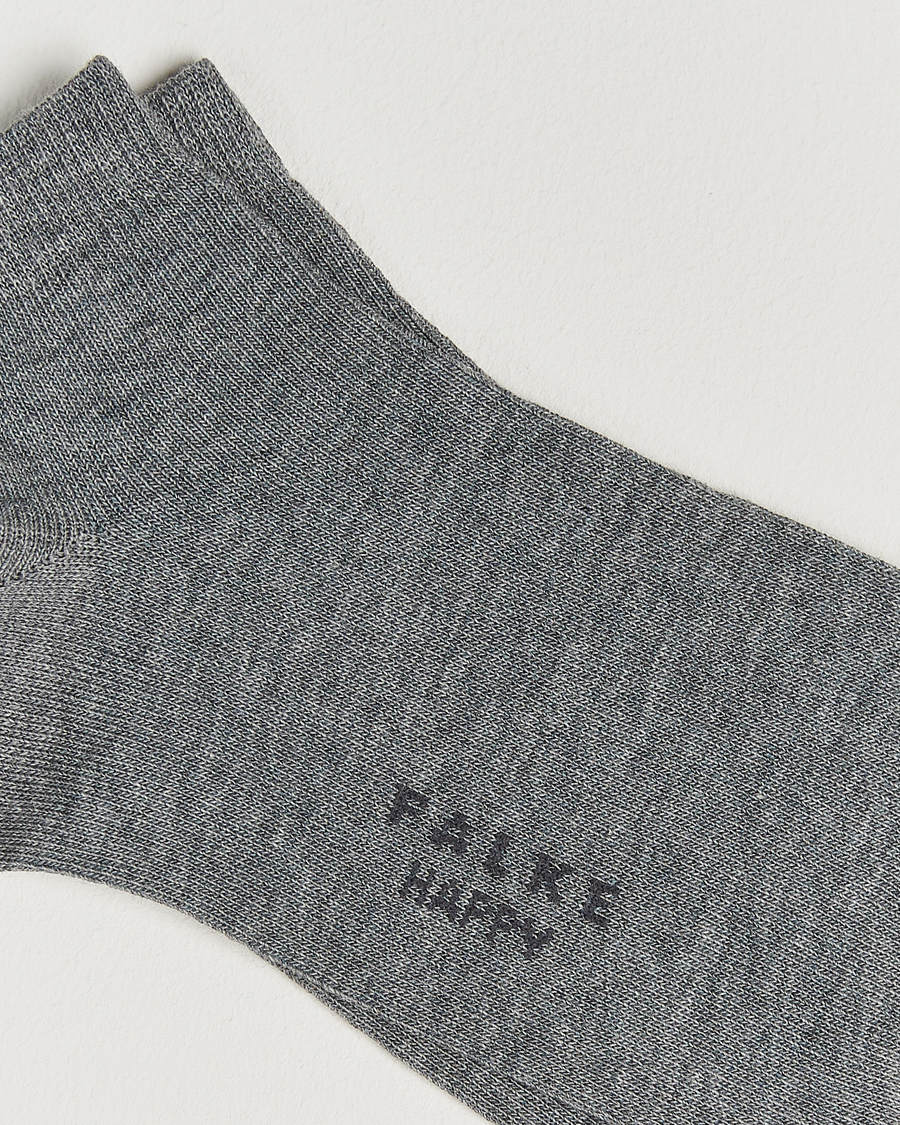 Herre | Undertøj | Falke | Happy 2-Pack Cotton Sneaker Socks Light Grey Melange
