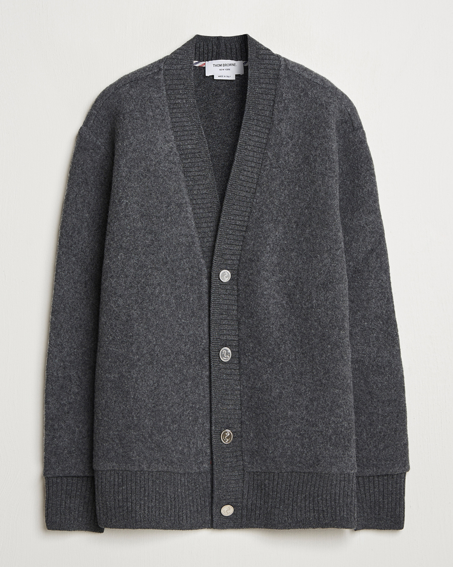 Herre | Trøjer | Thom Browne | Wool Fleece Cardigan Charcoal
