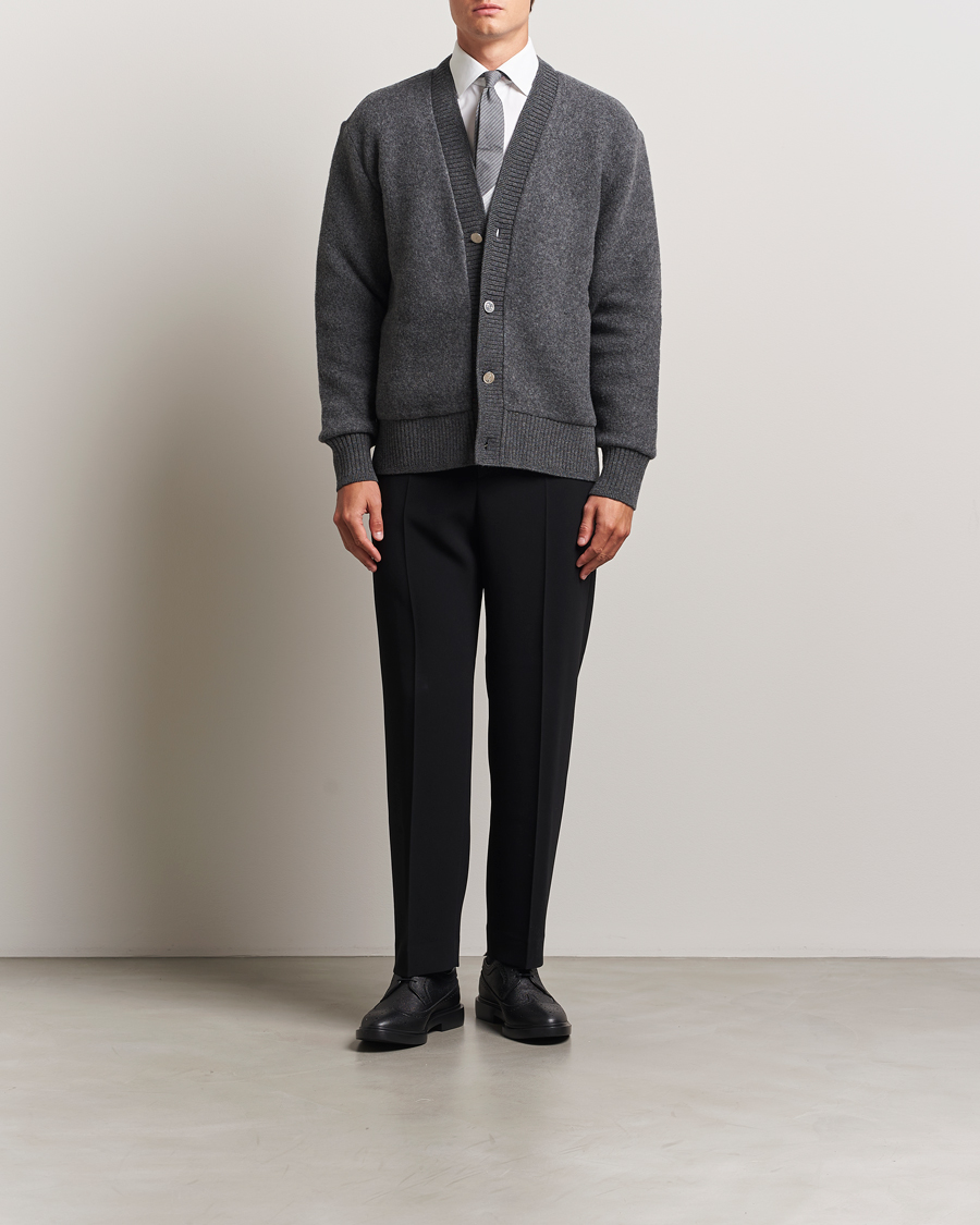 Herre | Trøjer | Thom Browne | Wool Fleece Cardigan Charcoal