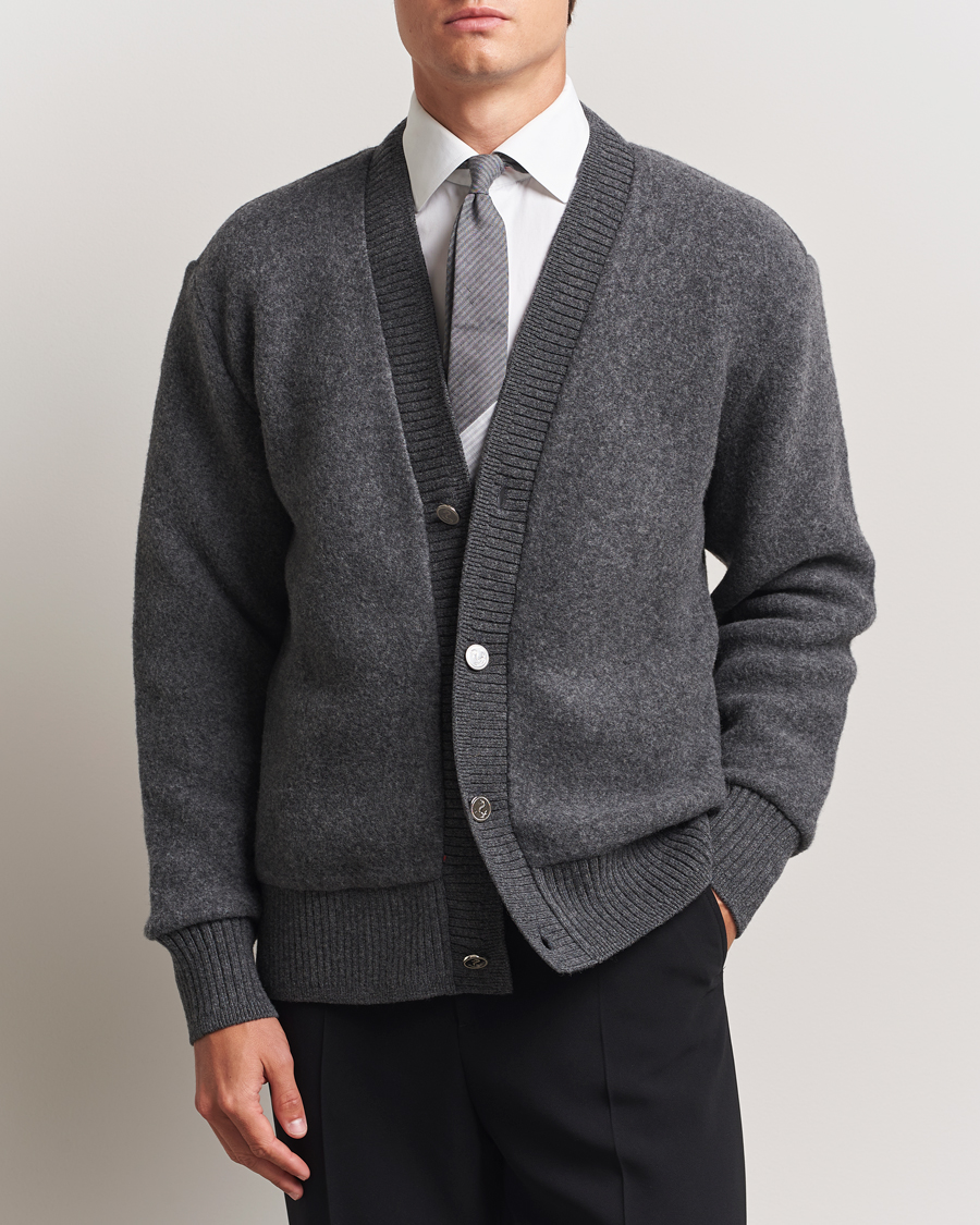 Herre | Trøjer | Thom Browne | Wool Fleece Cardigan Charcoal
