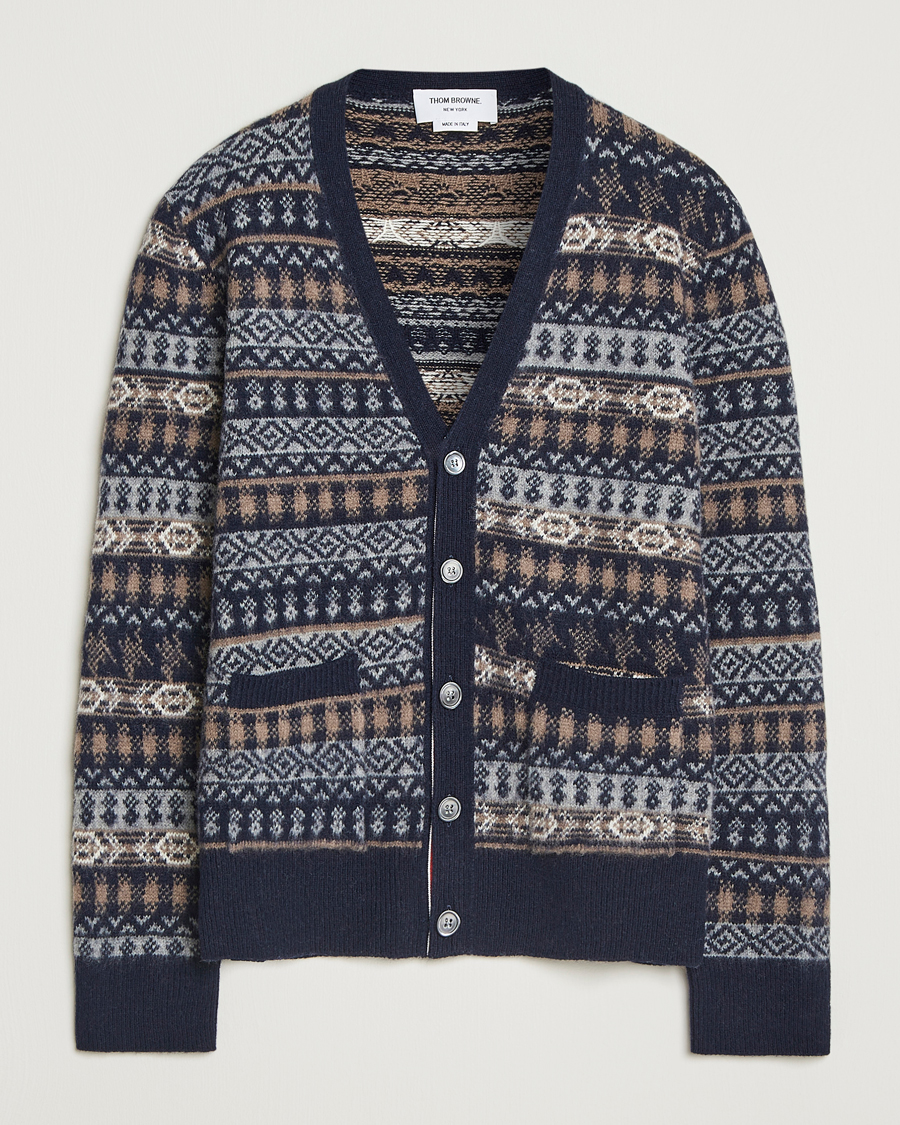 Herre | Trøjer | Thom Browne | Fairisle Jacquard Cardigan Navy
