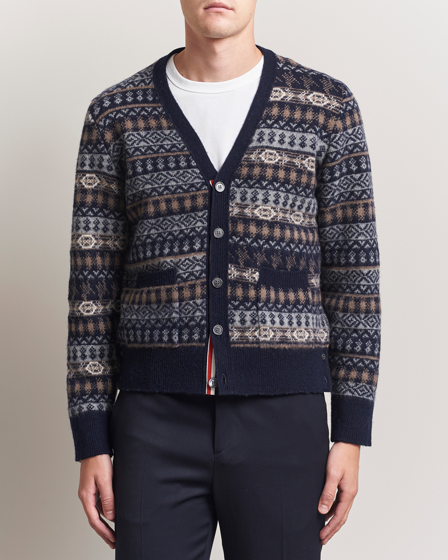 Herre | Trøjer | Thom Browne | Fairisle Jacquard Cardigan Navy