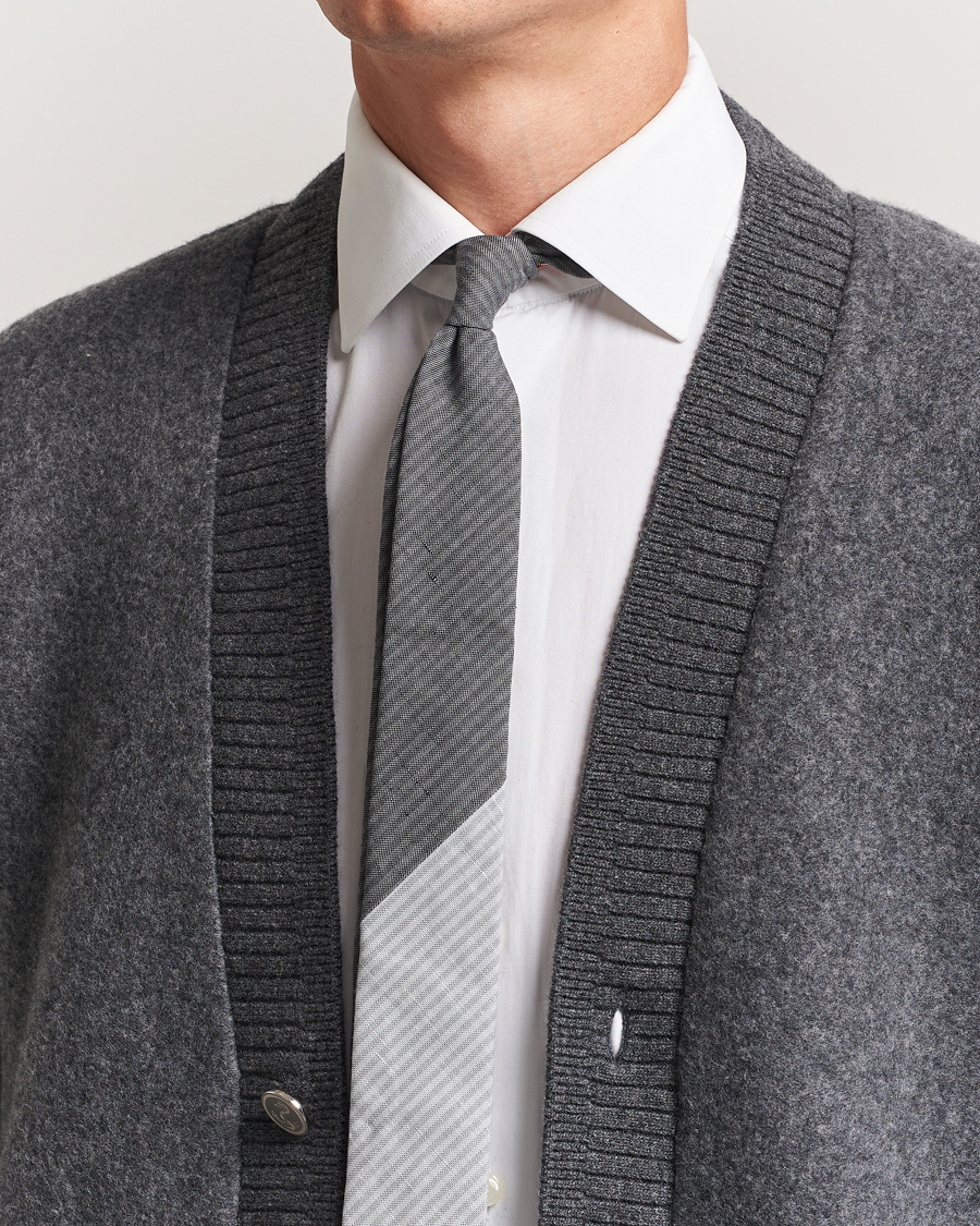 Herre | Slips | Thom Browne | Uni Stripe Tie Light Grey