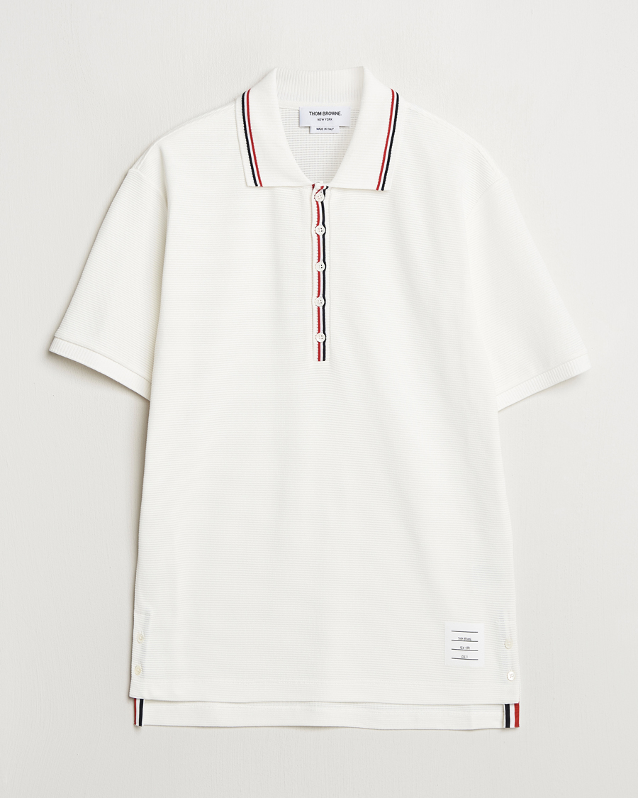 Herre | Polotrøjer | Thom Browne | Waffle Cotton Polo Natural White
