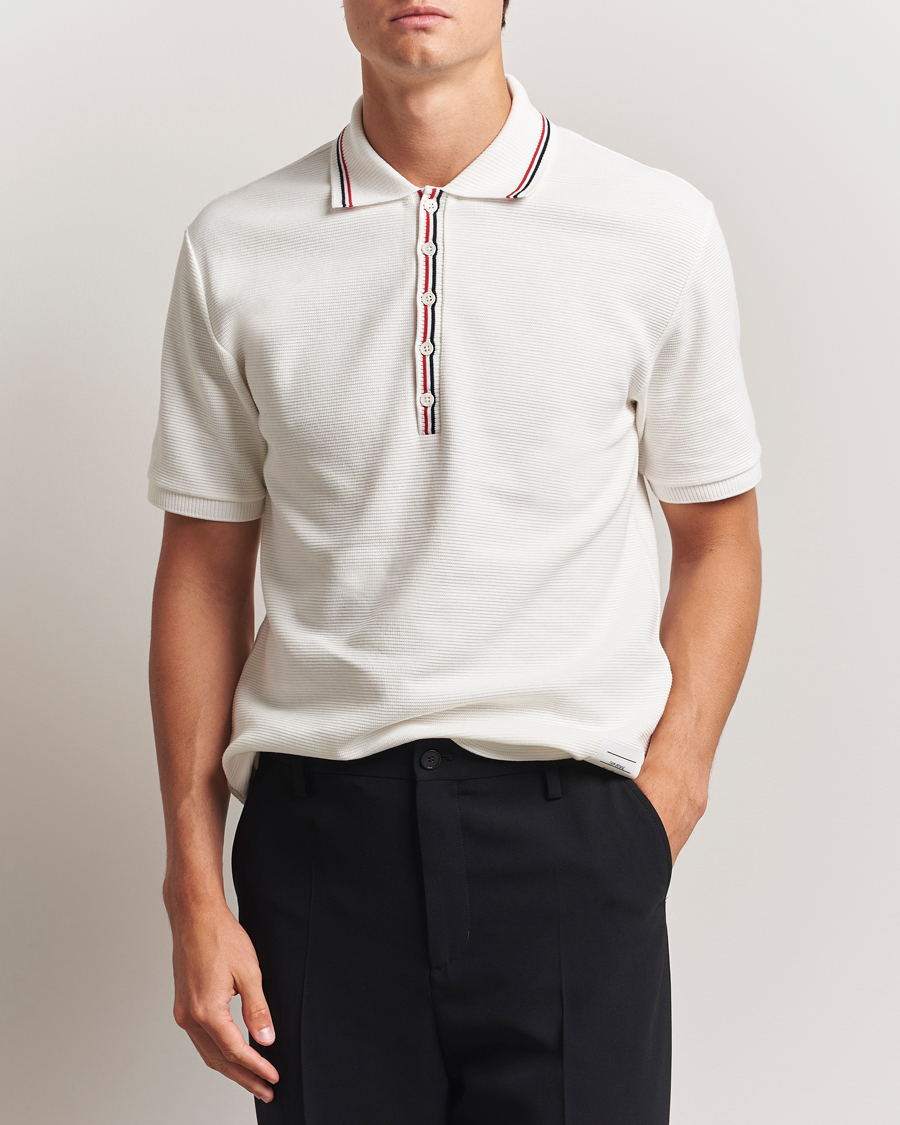 Herre | Polotrøjer | Thom Browne | Waffle Cotton Polo Natural White