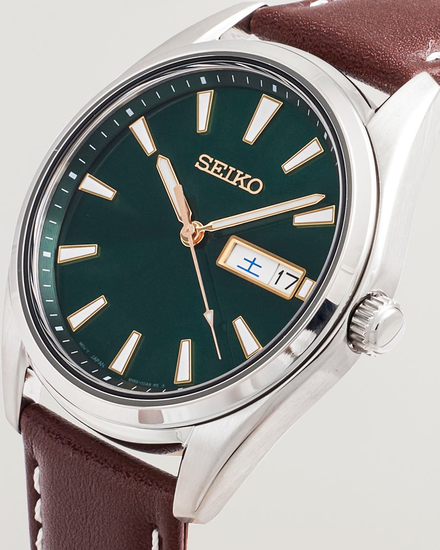 Herre | Seiko Quartz Leather 40mm Green Dial | Seiko | Quartz Leather 40mm Green Dial