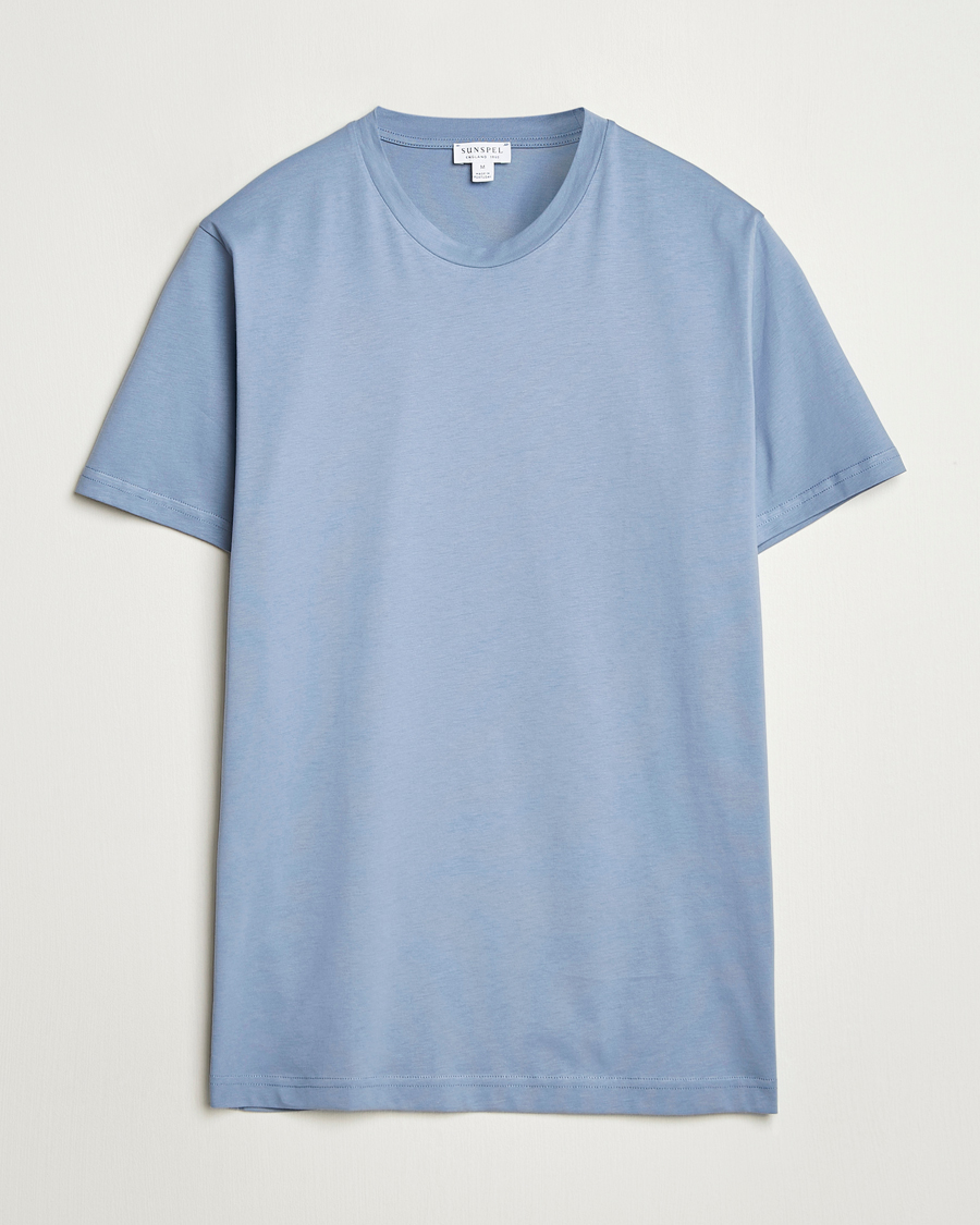 Herre | T-Shirts | Sunspel | Riviera Midweight T-Shirt Vintage Blue