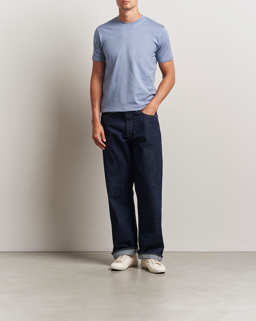 Herre | T-Shirts | Sunspel | Riviera Midweight T-Shirt Vintage Blue