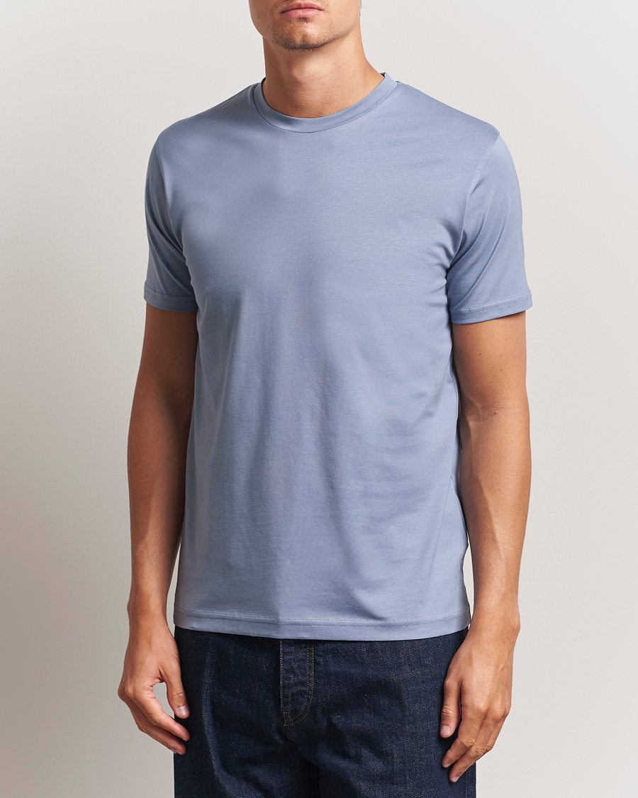Herre | T-Shirts | Sunspel | Riviera Midweight T-Shirt Vintage Blue